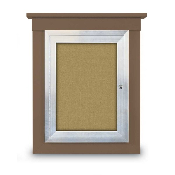 72"x36" 3-Door Enclosed Letterboard, Header, White Vinyl/Walnut
